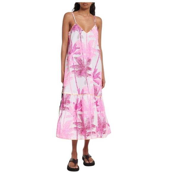 Juliet Dunn Printed cotton slip midi dress S - Picture 1 of 7